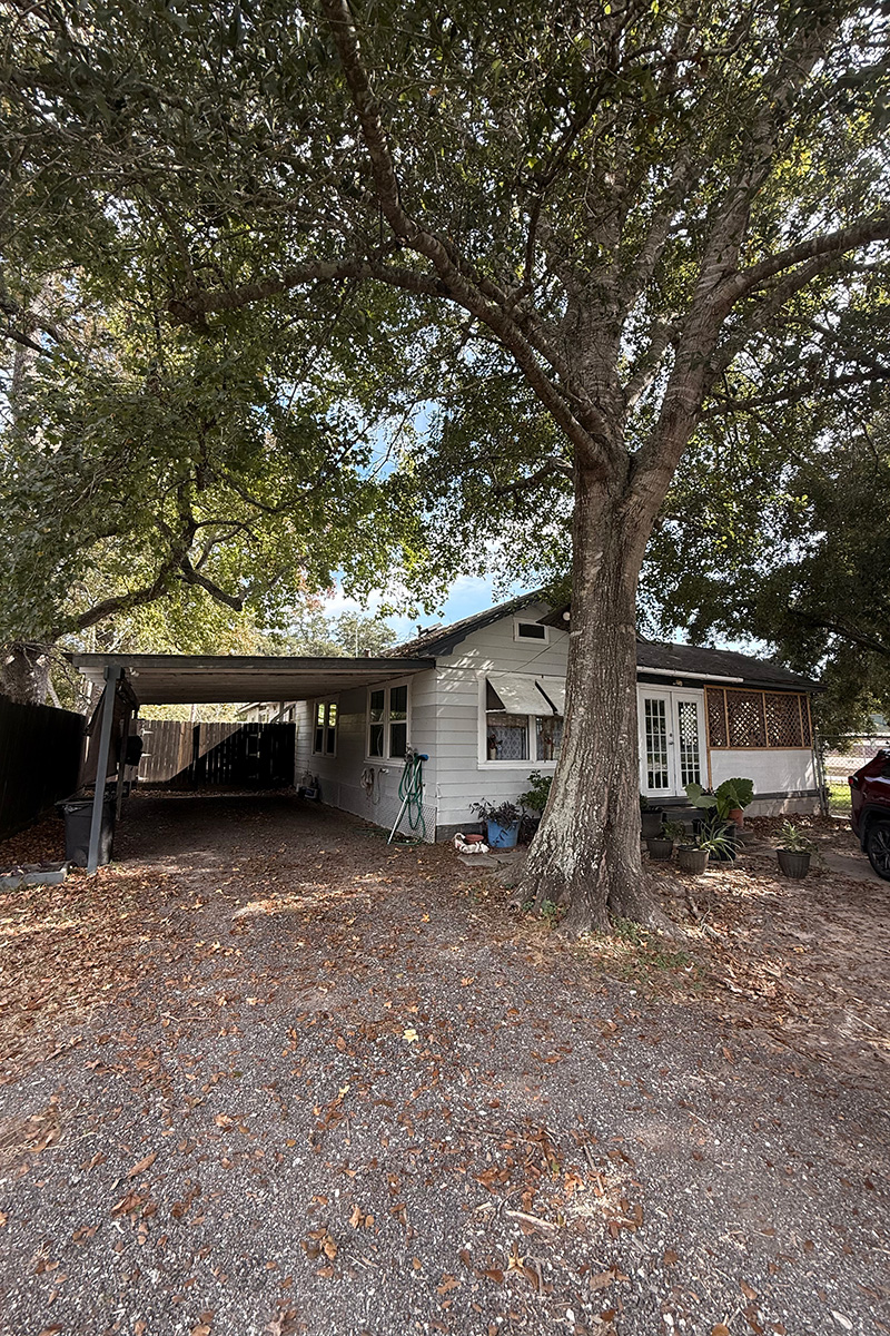 Backyard with patchy grass before replacement